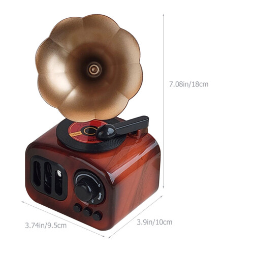 Dark Red Plastic Music Box Gramophone Decoration for Home Office 1