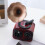 Dark Red Plastic Music Box Gramophone Decoration for Home Office 5