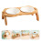 1Set Elevated Chocolate Pet Bowl Wood Ceramic Cat Water Feeder 2