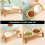 1Set Elevated Chocolate Pet Bowl Wood Ceramic Cat Water Feeder 4