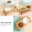 1Set Elevated Chocolate Pet Bowl Wood Ceramic Cat Water Feeder 10