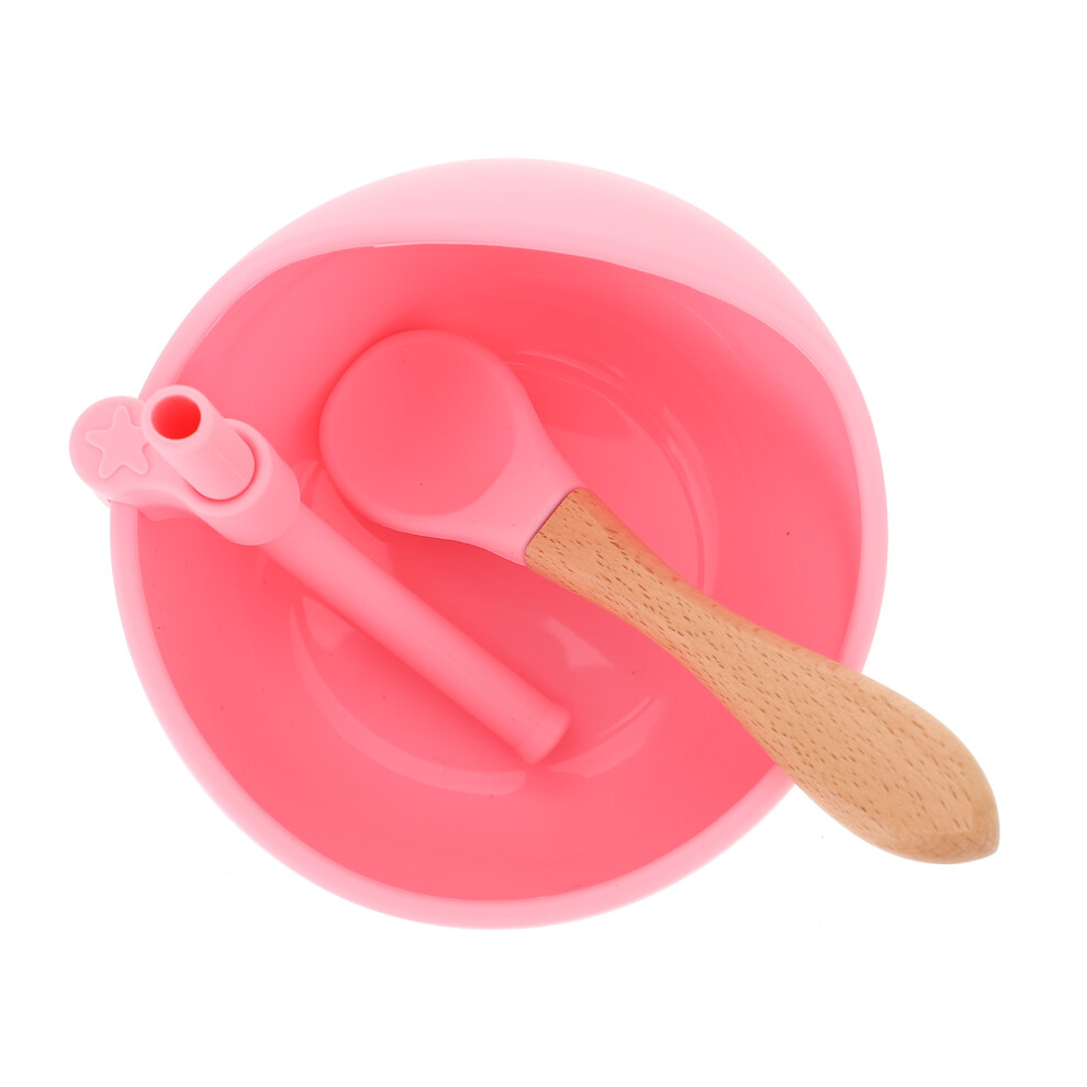 1 Set Silicone Infant Feeding Bowl With Straw Spoon Inoomp