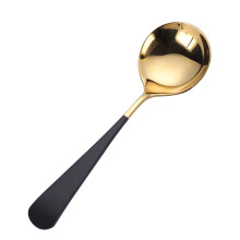 3pcs Golden Round Soup Spoons For Butter Scooping And Home Use