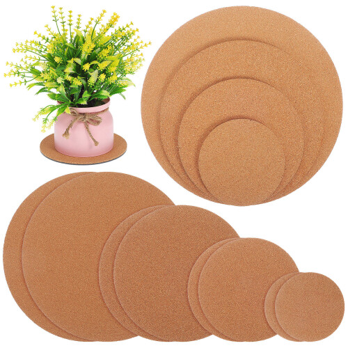 12Pcs Round Cork Mat Coasters For Plant Pots And Drinks