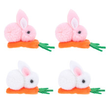 4St Zachte Konijnenhaar Clips Kleurrijke Cartoon Haaraccessoires