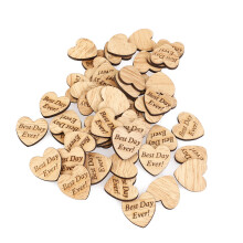 50pcs Wooden Hearts Scrapbooking Embellishments Crafts With Wood Grain