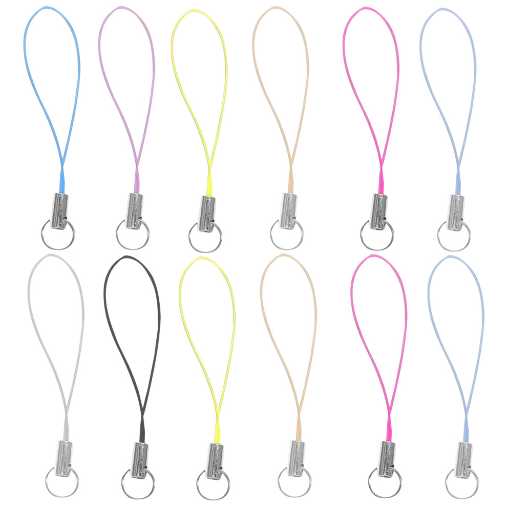 100Pcs Assorted Color Mobile Phone Rope Straps Alloy Keyring Lanyards 3292820270443