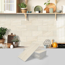 (Apricot, 32pcs) Marble Pattern Wall Sticker, 16pcs/32pcs/64pcs Peel & Stick Wall Decal, Waterproof Decorative Sticker For Home Kitchen Bathroom, Home Decor