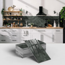 (Cyan Gray, 16pcs) Marble Pattern Wall Sticker, 16pcs/32pcs/64pcs Peel & Stick Wall Decal, Waterproof Decorative Sticker For Home Kitchen Bathroom, Home Decor