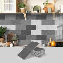 (Grey Gradual Change, 32pcs) Marble Pattern Wall Sticker, 16pcs/32pcs/64pcs Peel & Stick Wall Decal, Waterproof Decorative Sticker For Home Kitchen Bathroom, Home Decor
