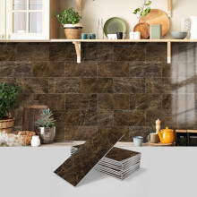(Copper Brown, 16pcs) Marble Pattern Wall Sticker, 16pcs/32pcs/64pcs Peel & Stick Wall Decal, Waterproof Decorative Sticker For Home Kitchen Bathroom, Home Decor
