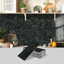 (Dark Gray, 64pcs) Marble Pattern Wall Sticker, 16pcs/32pcs/64pcs Peel & Stick Wall Decal, Waterproof Decorative Sticker For Home Kitchen Bathroom, Home Decor