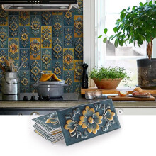 (SJM306, 16pcs) Marble Pattern Wall Sticker, 16pcs/32pcs/64pcs Peel & Stick Wall Decal, Waterproof Decorative Sticker For Home Kitchen Bathroom, Home Decor
