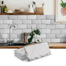 (SJM313, 32pcs) Marble Pattern Wall Sticker, 16pcs/32pcs/64pcs Peel & Stick Wall Decal, Waterproof Decorative Sticker For Home Kitchen Bathroom, Home Decor