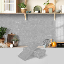 (pebble lime, 64pcs) Marble Pattern Wall Sticker, 16pcs/32pcs/64pcs Peel & Stick Wall Decal, Waterproof Decorative Sticker For Home Kitchen Bathroom, Home Decor