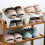 Home Shoe Rack Shelf Anti Slip Rectangular Design White 1set 8