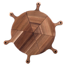 Worgeous 6 Pcs/Set Pizza Steel Wooden Pan Plate Pizzateller