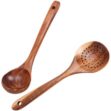 Raindrops Long Handle Wooden Spoons 2pcs For Kitchen Convenience