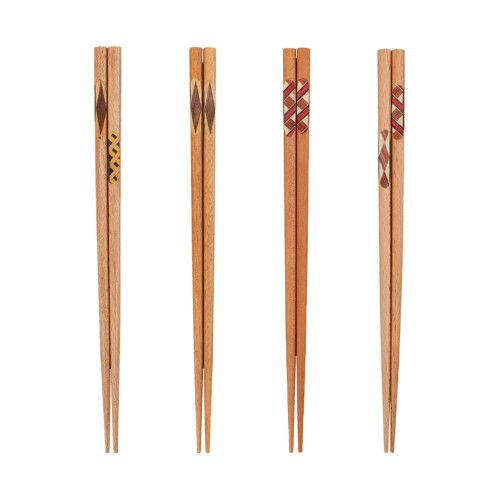 Raindrops Reusable Chopstick Kitchen Tools Wood 4 Pairs Assorted Color