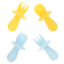 2pcs Silicone Baby Forks And Spoons Assorted Gums And Teeth