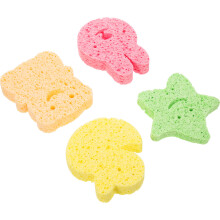 4 Pcs Children'S Bath Sponge Wood Pulp Cellulose Star