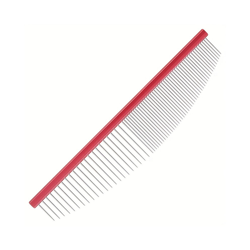 (Red) Bichon Frise Comb-Alloy Steel, Sparse & Dense Brush For Grooming And Styling, Pet Detangling Tool Red