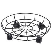 1Pc Black Iron Plant Stand with Wheels Durable Movable Flowerpot Base