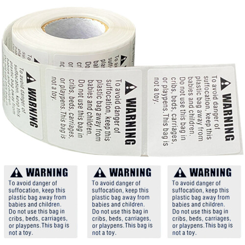 1 roll self-adhesive suffocation warning stickers for shipping 2