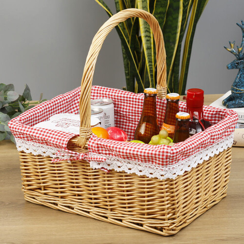 Wicker Basket Woven Storage Portable Flower Simulation Rattan 2