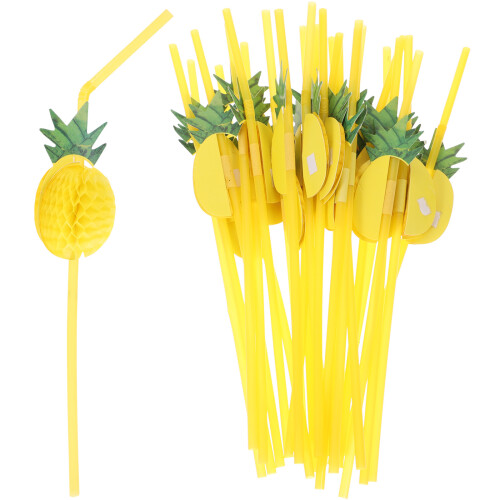 30 Pcs 3D Pineapple Straws Party Supplies