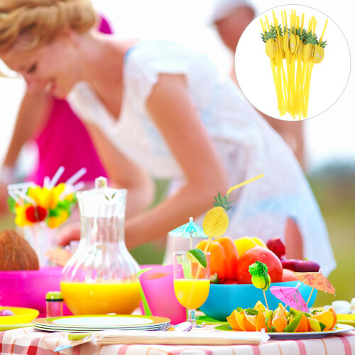 30 Pcs 3D Pineapple Straws Party Supplies 2