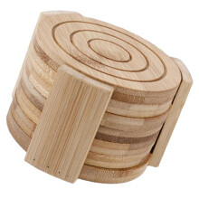 7 Pcs/Set Dining Bamboo Coaster Coasters 10x10cm Brown