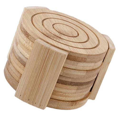 7 Pcs/Set Dining Bamboo Coaster Coasters 10x10cm Brown