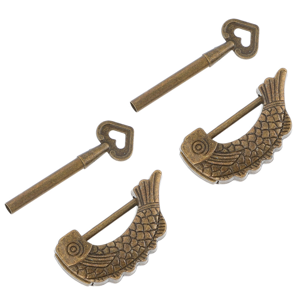 2Pcs Mini Padlock Fish-Shaped Jewelry Box Lock With Keys 3293121131761