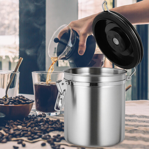 1Pc Stainless Steel Storage Holder Coffee Bean Sealed Jar 2
