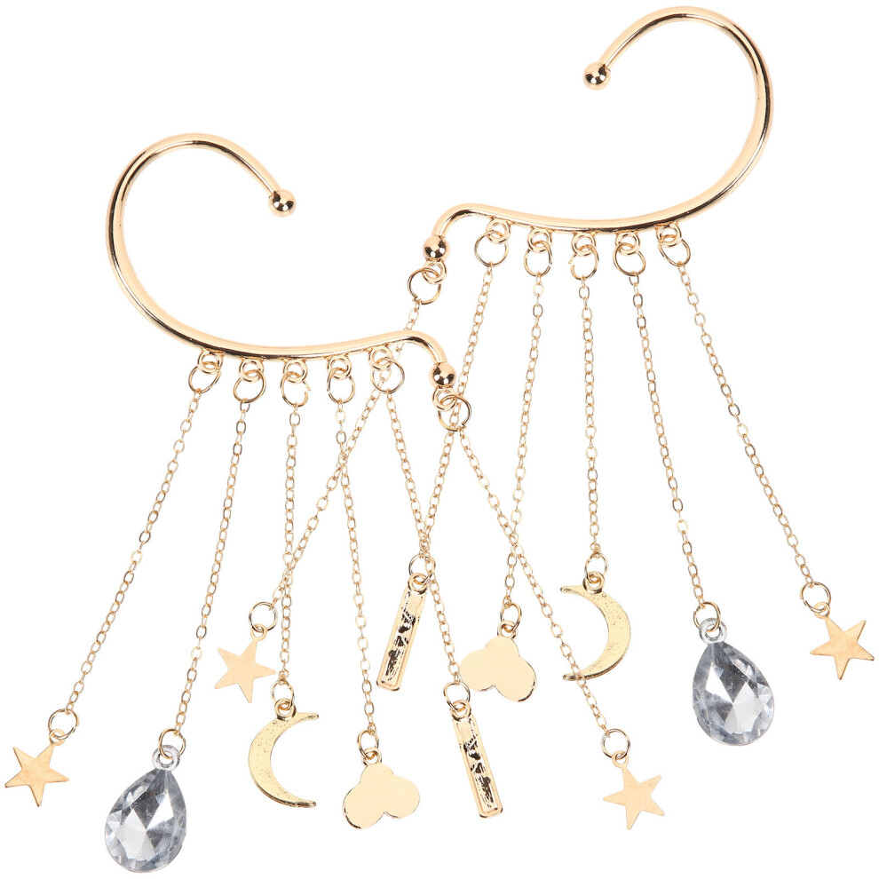 Golden Alloy Tassel Ear Hooks for Ear Perfect for Any Occasion 2 Pcs-image-OPC-PKR7CDG-NEW