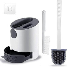 Double-Headed Toilet Brush and Holder, Non-Slip Handle Soft Flexible Flat Head Bristles Silicone Toilet Brush