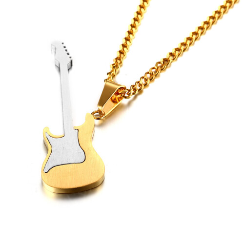 Guitar Shaped Pendant Multicolor Necklace Decoration 1