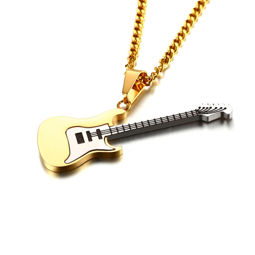 Guitar Shaped Pendant Multicolor Necklace Decoration