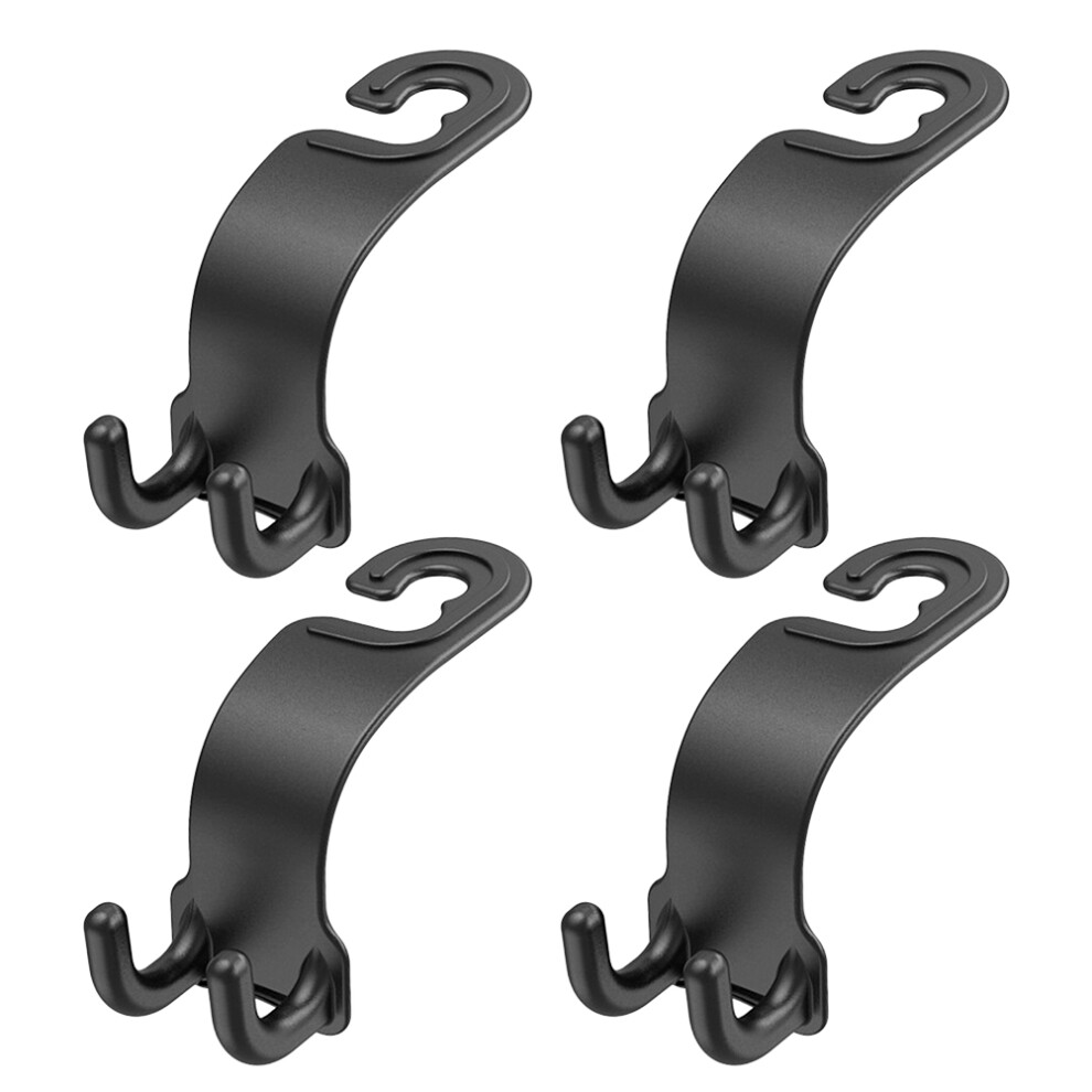 4Pcs Plastic Car Backseat Hooks Abs Headrest Hangers For Storage Black 3293102719551