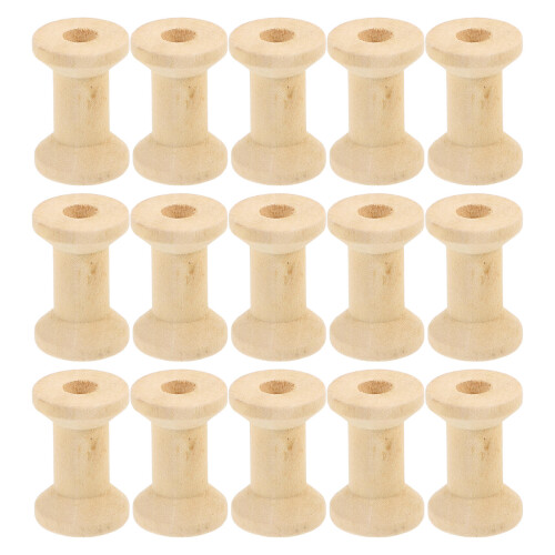 100pcs Wooden Thread Spools Light Wood