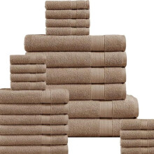 (Charcoal) 10-piece Luxurious Egyptian 100% cotton towel set includes 4 face towels 30x30 cm, 4 hand towel 40x66 cm, 2 bath towels 70x140 cm - 500 g
