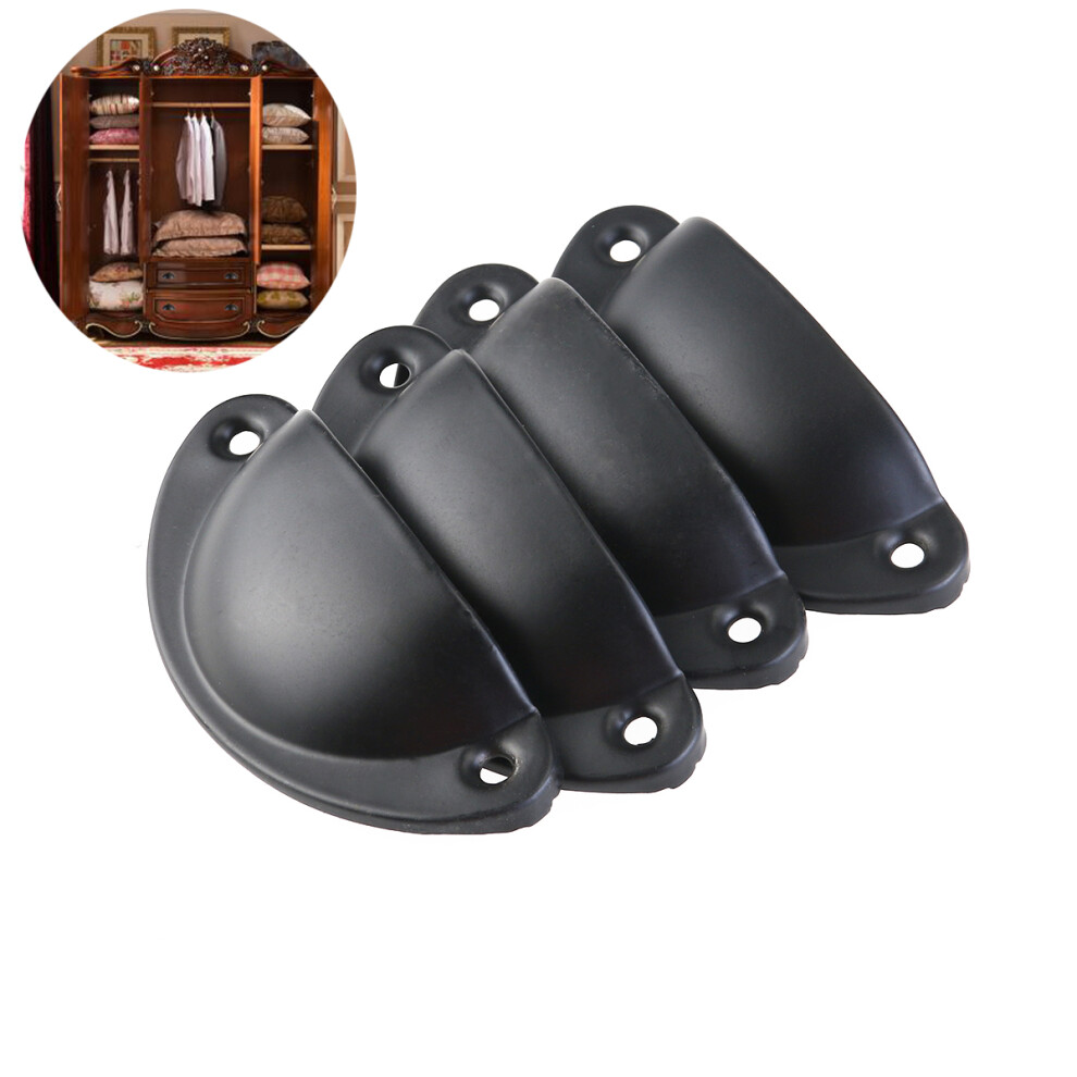 4Pcs Retro Drawer Pulls Iron Semicircle Black For Cabinet 3293102782142