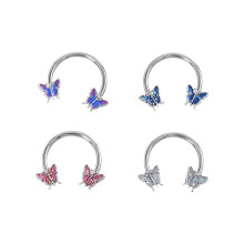 4pcs Butterflies Gauge Earrings Horseshoe Hoops Earrings Pierced Ear