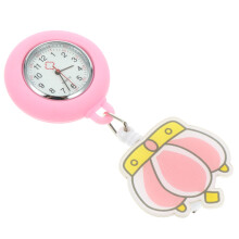 1Quartz Clip-on Watch Met Kroonpatroon Roze Medisch Personeel