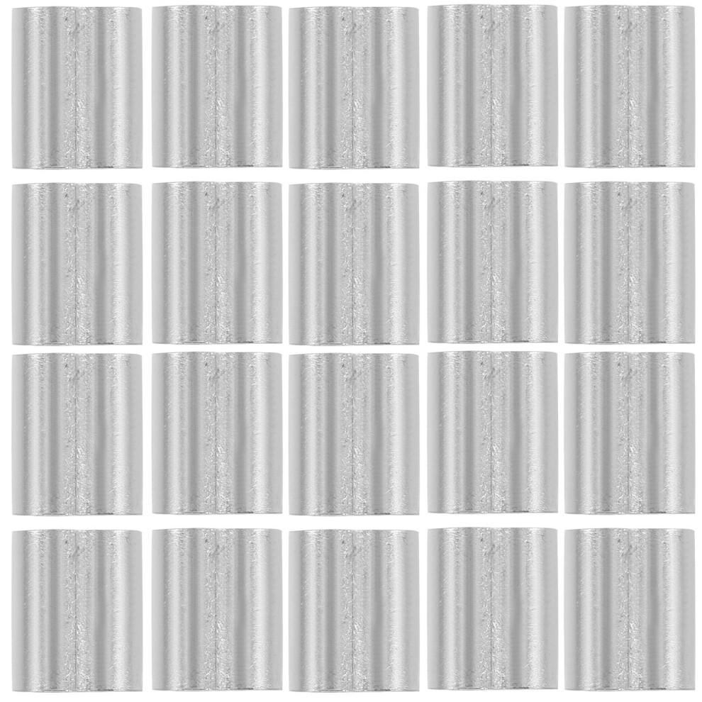 Worgeous 100 Pc Double Rope Clamps Wire Crimping Sleeves Silver 3293102725347