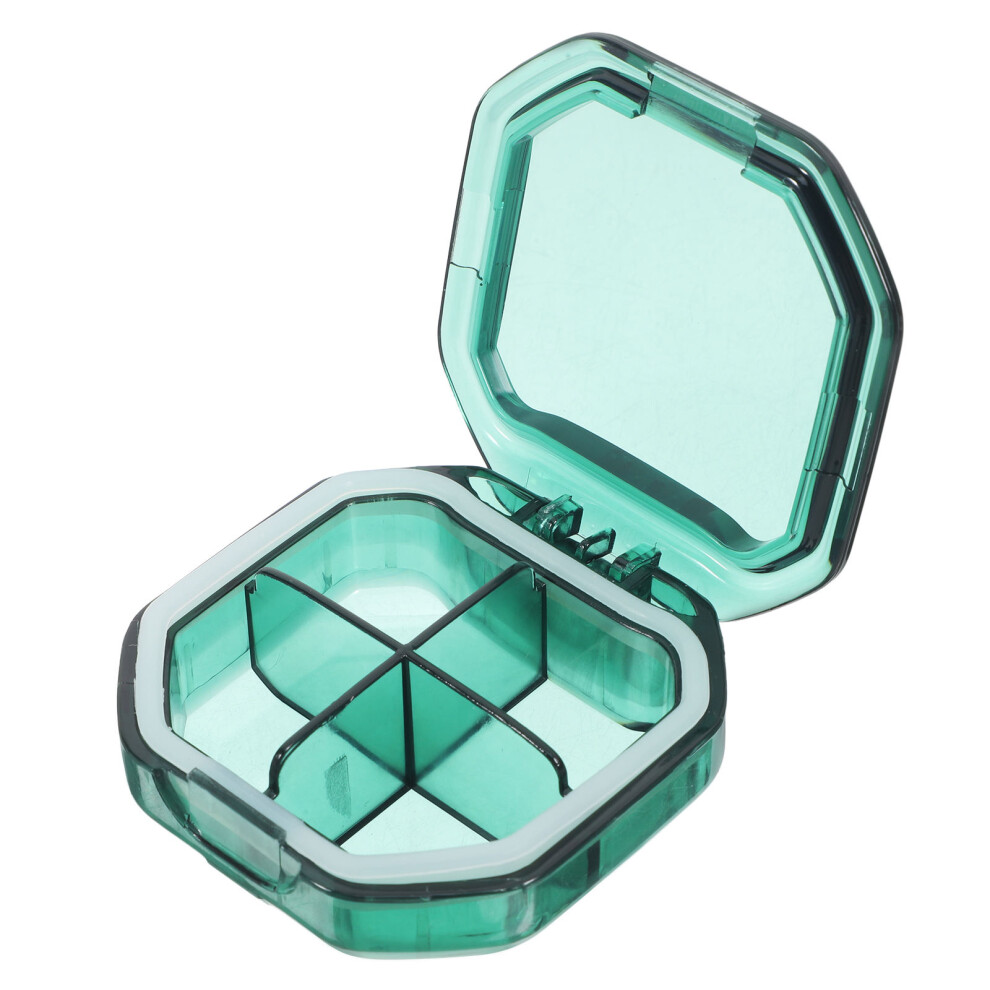 Totority Green Compact Pill Container 1Pack 2.4X2.4x0.8in