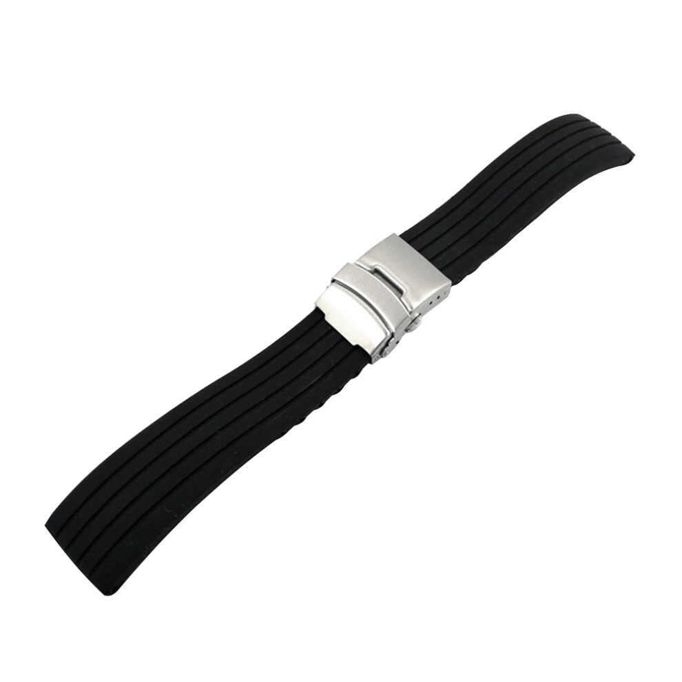 2Pcs Silicone Watch Replacement Band Foldable Durable Watch Belt Black 3293155513168