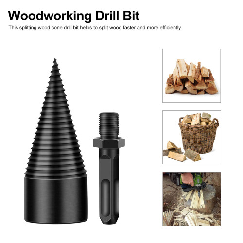 Worgeous  3 Pcs Wood Chopping Wedge  Splitter Cone Drill 1