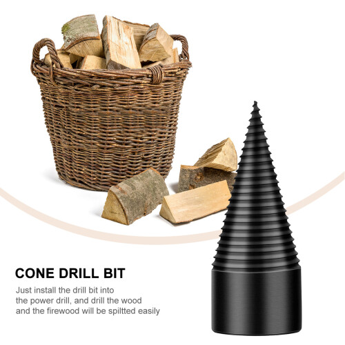 Worgeous  3 Pcs Wood Chopping Wedge  Splitter Cone Drill 2